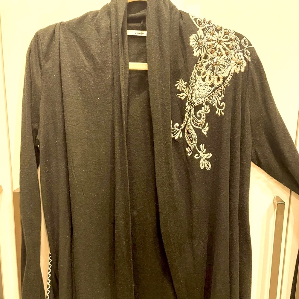 Embroidered Open cardigan